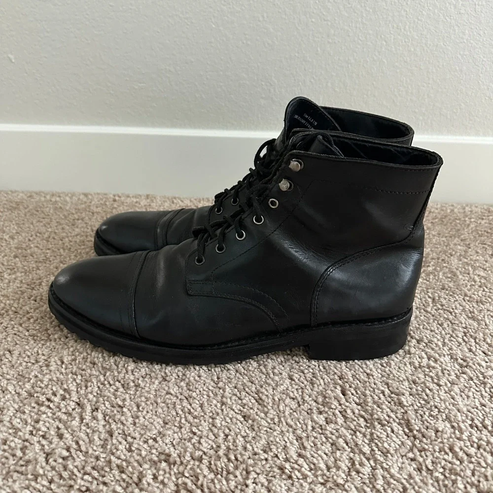 Thursday Boot Co Captain Boots Men 12.5 Black Leather Lace Up Cap Toe